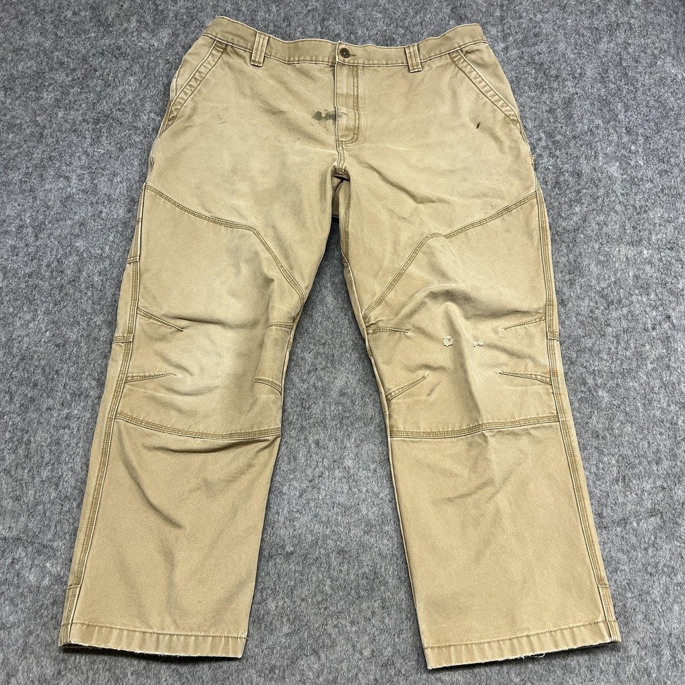 LL Bean Pants Mens‎ 42 Tan Katahdin Iron Works NorEaster Cotton Rugged Workwear
